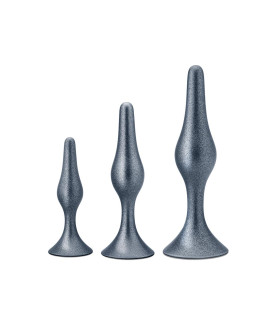 Набор анальных пробок Blush Anal Adventures разных размеров, серый, 3 шт - No Taboo