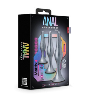 Набор анальных пробок Blush Anal Adventures разных размеров, серый, 3 шт - No Taboo