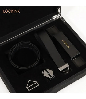 Ошейник с поводком Lockink, натуральная кожа, черный - No Taboo