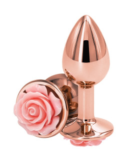 Анальная пробка S NS Novelties, с розовой розой, золотая, 6.3 х 2.6 см - No Taboo