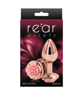 Анальная пробка S NS Novelties, с розовой розой, золотая, 6.3 х 2.6 см - No Taboo