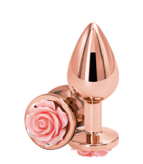 Анальная пробка M NS Novelties, с розой, металлическая, 7.3 х 3.4 см - No Taboo