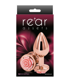 Анальная пробка M NS Novelties, с розой, металлическая, 7.3 х 3.4 см - No Taboo