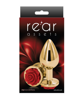 Анальная пробка M NS Novelties, с розой, металлическая, 7.3 х 3.4 см - No Taboo