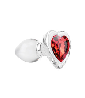 Анальная пробка S с камнем в виде сердца Adam & Eve, стеклянная, прозрачная, 6.9 х 3.8 см - No Taboo