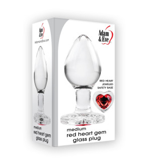 Анальная пробка M с камнем в виде сердца Adam & Eve, стеклянная, прозрачная, 6.8 х 3.8 см - No Taboo