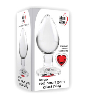 Анальная пробка L с камнем в виде сердца Adam & Eve, стеклянная, прозрачная, 8.1 х 4 см - No Taboo