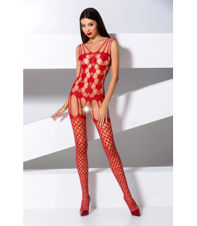 Бодистокинг сексуальный One Size Passion, с открытой интимной зоной, красный - No Taboo