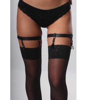 Подвязки для чулок One Size S10, Candy Hero из натуральной кожи, черные - No Taboo