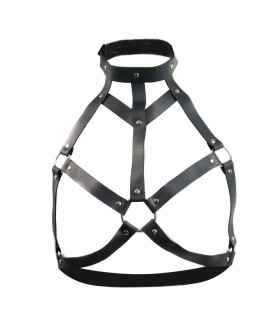 Портупея на грудь One Size L12,Candy Hero из натуральной кожи, черная - No Taboo