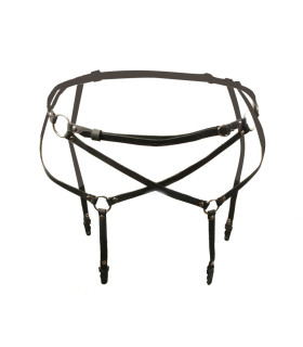 Пояс для чулок One Size S4, натуральная кожа, черный - No Taboo