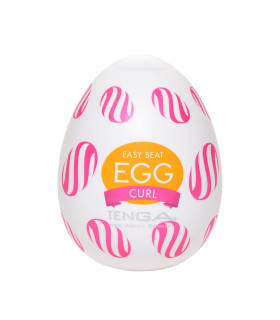 Мастурбатор нереалистичный Tenga Curl Egg Easy Beat, рельефный, со смазкой, 49 × 49 × 61 мм - No Taboo