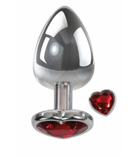 Анальная пробка S с кристаллом в форме сердца Adam & Eve, металлическая, 7.1 х 2.7 см - No Taboo