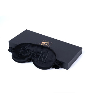 Маска на глаза с надписью Bitch! от UPKO, шелковая, белая - No Taboo