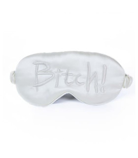 Маска на глаза с надписью Bitch! от UPKO, шелковая, белая - No Taboo