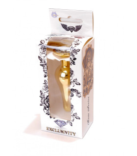 Анальная пробка с кристаллом, металлическая, золотистая, 9.5 х 3 см - No Taboo