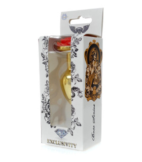 Анальная пробка S с розой, металлическая, золотистая, 7 х 2.7 см - No Taboo