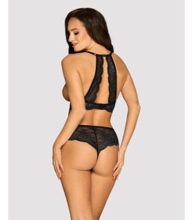 Эротичный комплект Obsessive Pearlove XS/S, с открытой грудью и интимной зоной, черный - No Taboo