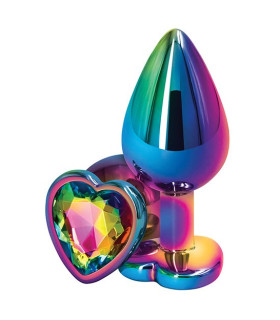 Анальная пробка S NS Novelties, с камнем в форме сердца, разноцветная, 7 х 2.5 см - No Taboo