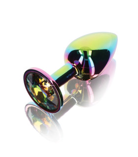 Анальная пробка S с кристаллом Toy Joy, разноцветная, 7.2 х 2.7 см - No Taboo