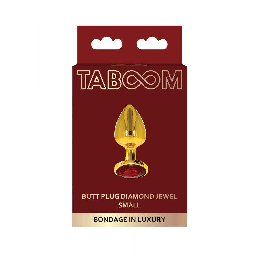 Анальная пробка S с кристаллом Taboom, золотая, 7 х 2.5 см (203642), zoom