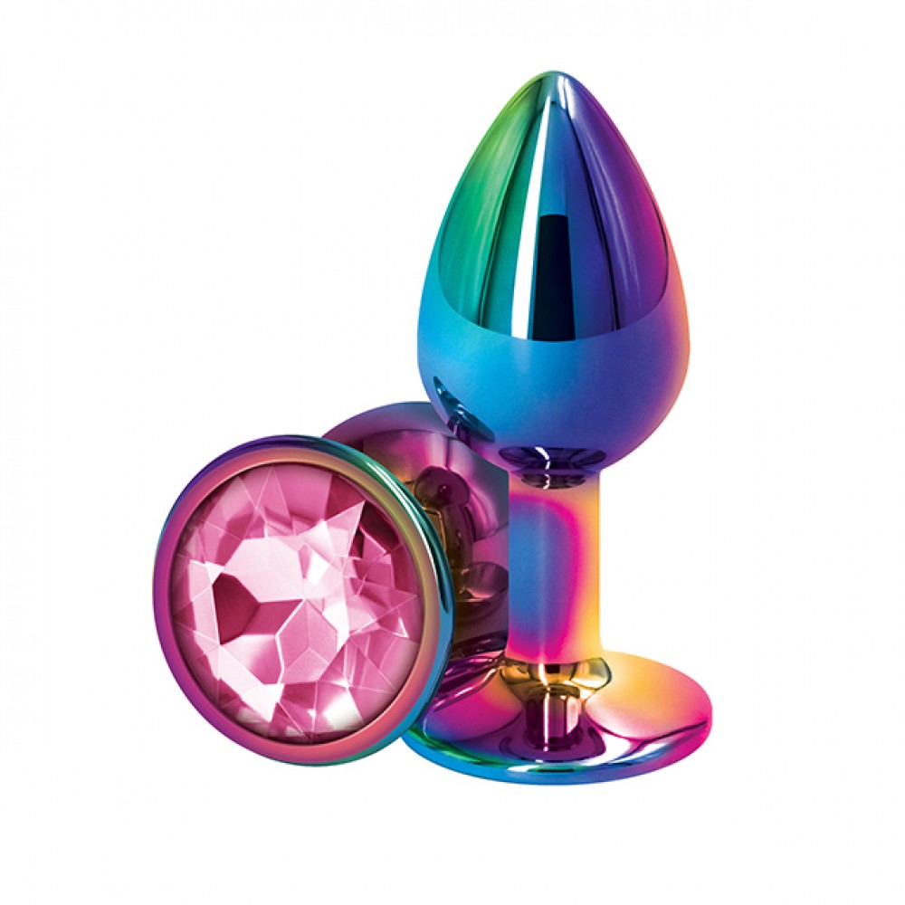 Анальна пробка S із кристалом NS Novelties, різнокольорова, 7 х 3.2 см (39295), zoom