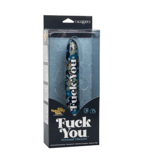 Вібратор з написом Fuck You CalExotics, синій, 16.5 х 3.2 см - No Taboo