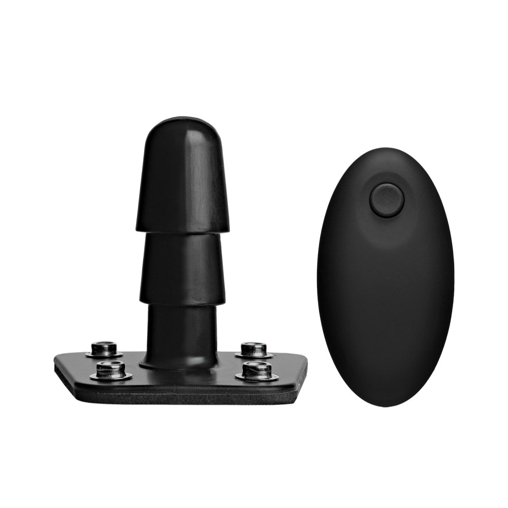 Крепление Vac-U-Lock с вибрацией для страпона Doc Johnson, с пультом дистанционного управления, черное, 6.5 х 3 см (203879), zoom
