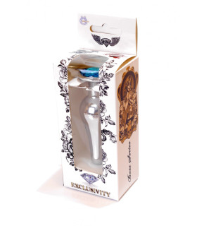 Анальная пробка с кристаллом, металлическая, серебряная, 9.5 х 3 см - No Taboo