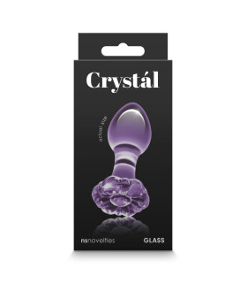 Анальная пробка со стоппером в виде цветка NS Novelties, стеклянная, фиолетовая, 8.9 х 3 см - No Taboo