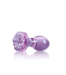 Анальная пробка со стоппером в виде цветка NS Novelties, стеклянная, фиолетовая, 8.9 х 3 см - No Taboo