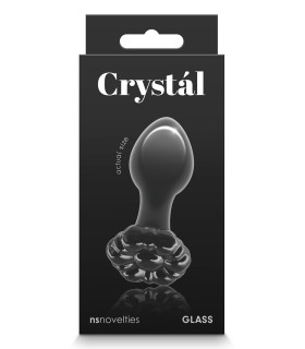 Анальная пробка со стоппером в виде цветка NS Novelties, стеклянная, черная, 8.9 х 3 см - No Taboo