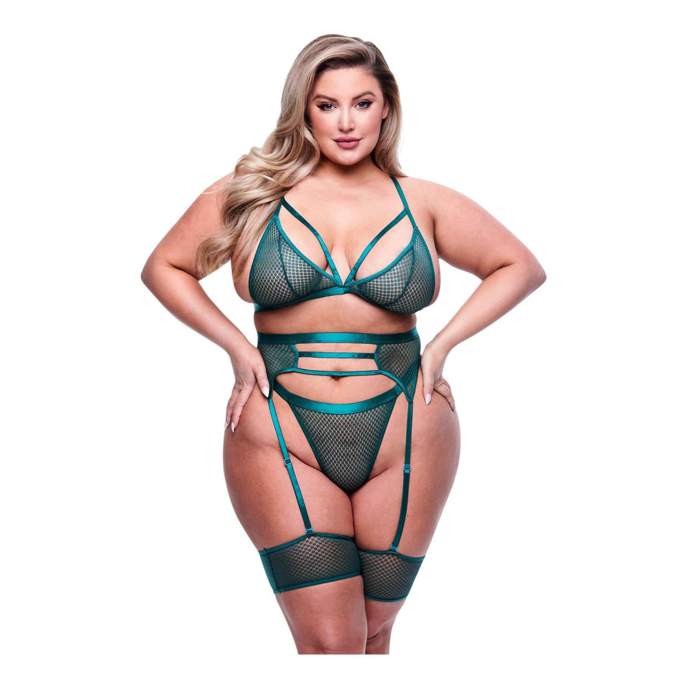 Сексуальний комплект білизни Queen Size Baci, напівпрозорий, зелений (204710), zoom