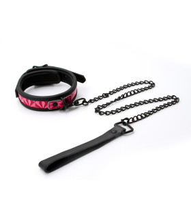 Ошейник с поводком NS Novelties, розово-черный - No Taboo