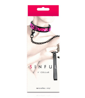 Ошейник с поводком NS Novelties, розово-черный - No Taboo