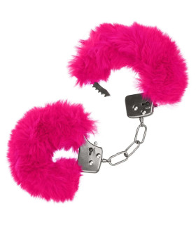 Наручники с мехом California Exotic, металлические, розовые - No Taboo