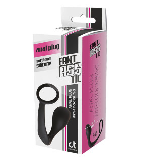 Анальная пробка с эрекционным кольцом FantASStic Dream Toys, черная, 12 х 3.4 см - No Taboo