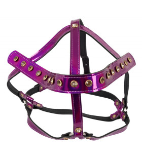 Портупея на голову One Size Bad Kitty, со стразами, розовая - No Taboo