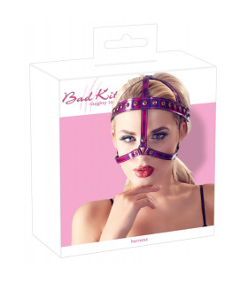 Портупея на голову One Size Bad Kitty, со стразами, розовая - No Taboo