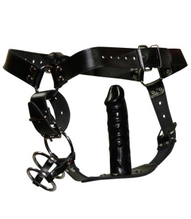 Мужские трусы-портупея с эрекционными кольцами и встроенным анальным фаллоимитатором Zado, черные, S/M - No Taboo