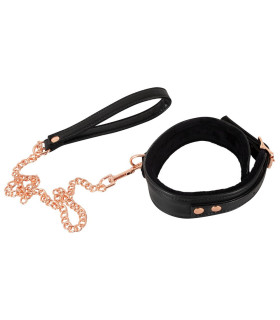 Ошейник с поводком Bad Kitty, черно-золотые, 30-40 см - No Taboo