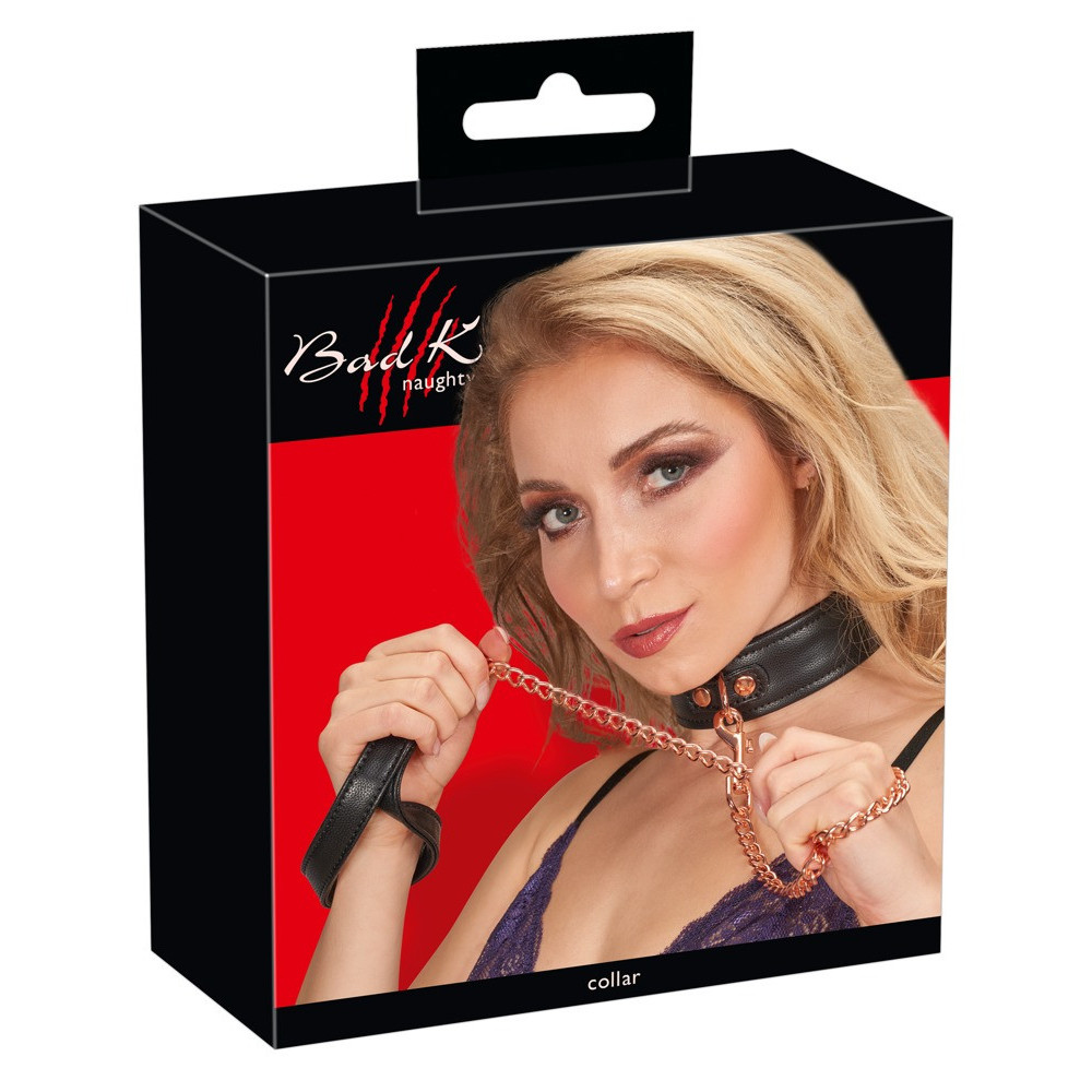 Ошейник с поводком Bad Kitty, черно-золотые, 30-40 см (214028), zoom