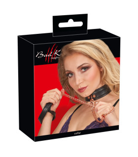 Ошейник с поводком Bad Kitty, черно-золотые, 30-40 см - No Taboo