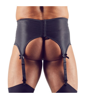 Пояс для панчіх чоловічий M Svenjoyment, з мереживом, чорний - No Taboo