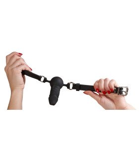 Кляп з фалоімітатором Bad Kitty, силіконовий, чорний, 10 х 3 см - No Taboo