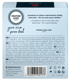 Презервативи з натурального латексу Mister Size 60 мм, 3 штуки - No Taboo