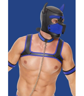 Маска собаки на голову, з прорізами для очей Bondage Puppy Hood, чорно-синя, One Size - No Taboo