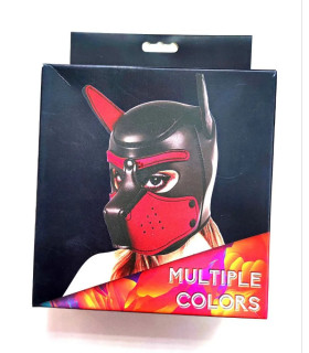 Маска собаки на голову, з прорізами для очей Bondage Puppy Hood, чорно-синя, One Size - No Taboo