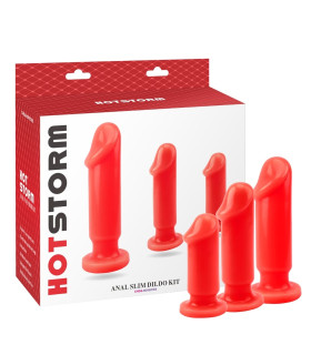 Набор анальных пробок Chisa Hotstorm, c вибропулей, красные, 3 шт - No Taboo