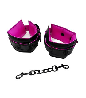 Наручники из искусственной кожи, черно-розовые - No Taboo